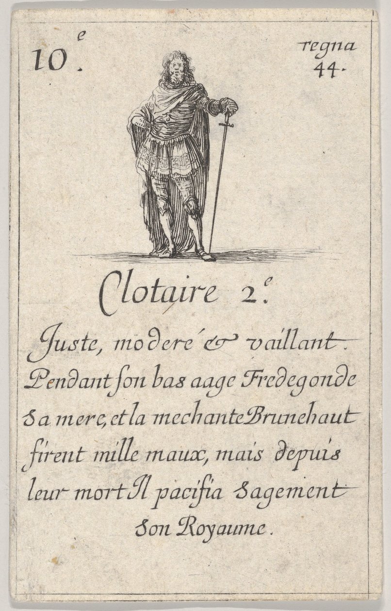 Clotaire II. Juste, moderé..., aus dem Spiel der Könige von Frankreich von Stefano della Bella