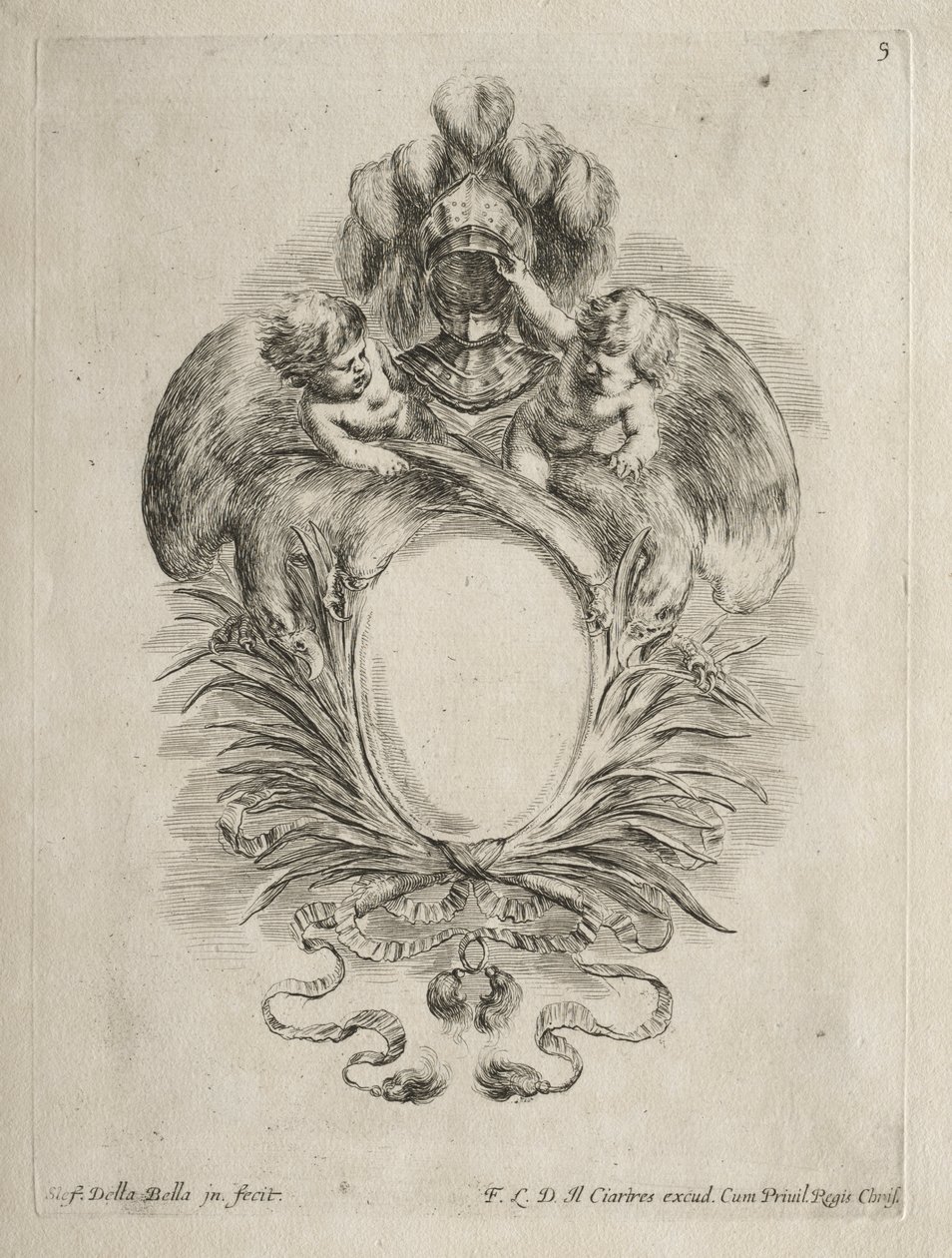 Sammlung verschiedener Launen und neuer Entwürfe von Kartuschen und Ornamenten: Nr. 5 von Stefano della Bella