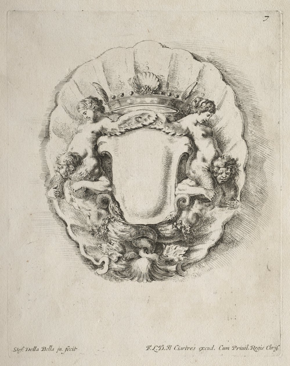 Sammlung verschiedener Kaprizen und neuer Entwürfe von Kartuschen und Ornamenten: Nr. 7 von Stefano della Bella