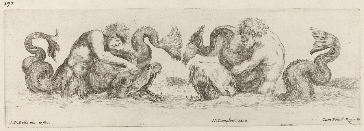 Delfine und Tritonen, wahrscheinlich 1648 von Stefano della Bella