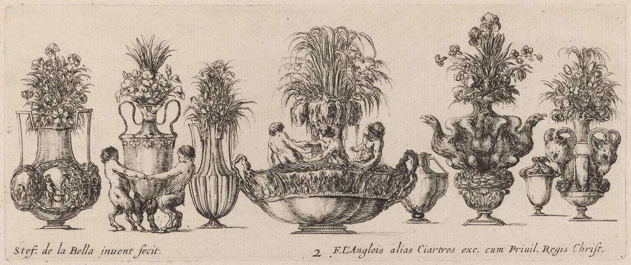 Fantastische Vasen, wahrscheinlich 1646 von Stefano della Bella