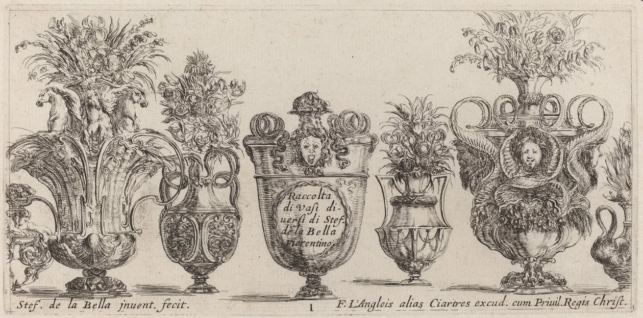 Fantastische Vasen, wahrscheinlich 1646 von Stefano della Bella