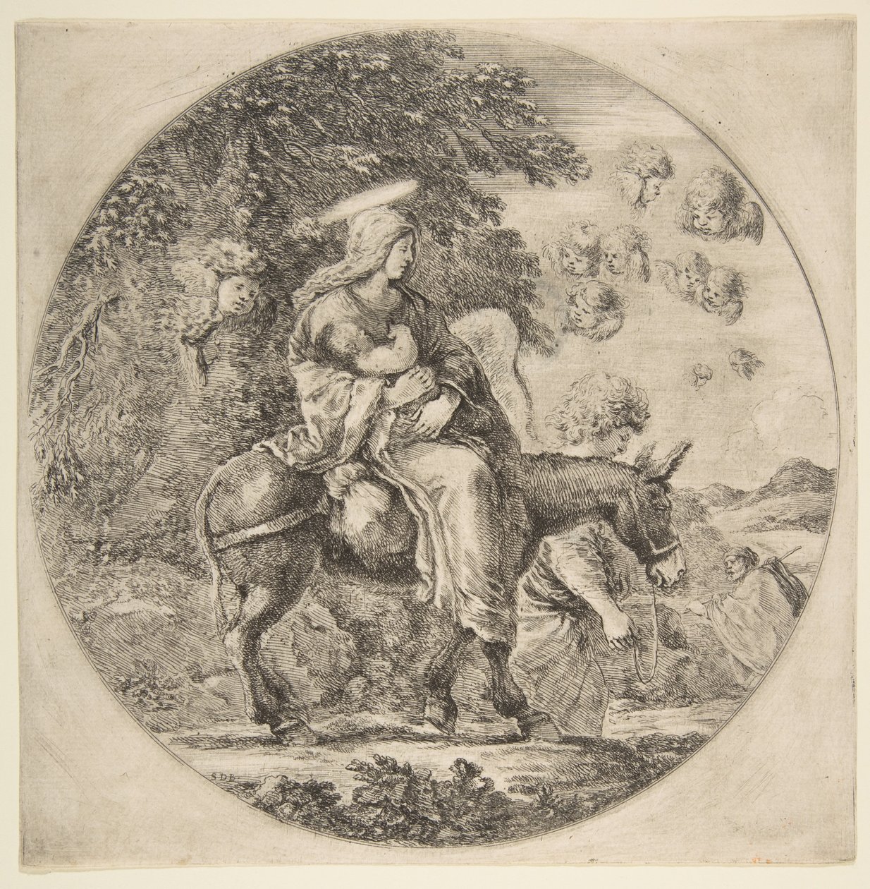 Flucht nach Ägypten, eine runde Komposition, ca. 1662 von Stefano della Bella