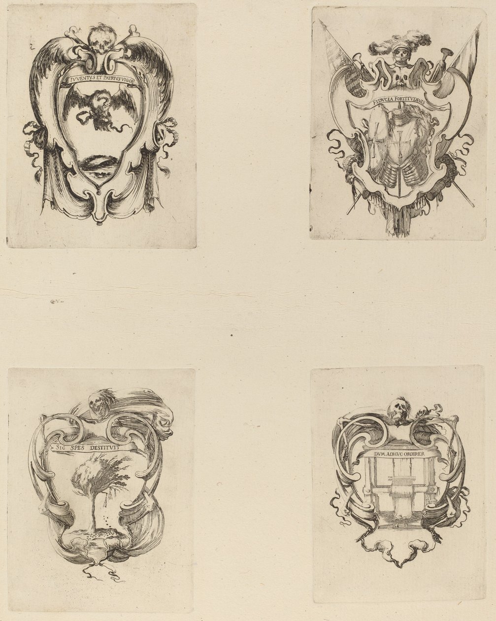 Vier Embleme für das Begräbnis von Prinz Francesco de Medici von Stefano della Bella