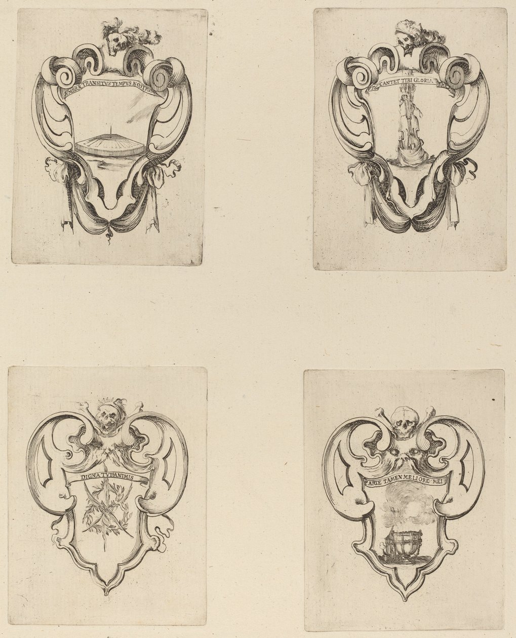 Vier Embleme für das Begräbnis von Prinz Francesco de Medici von Stefano della Bella