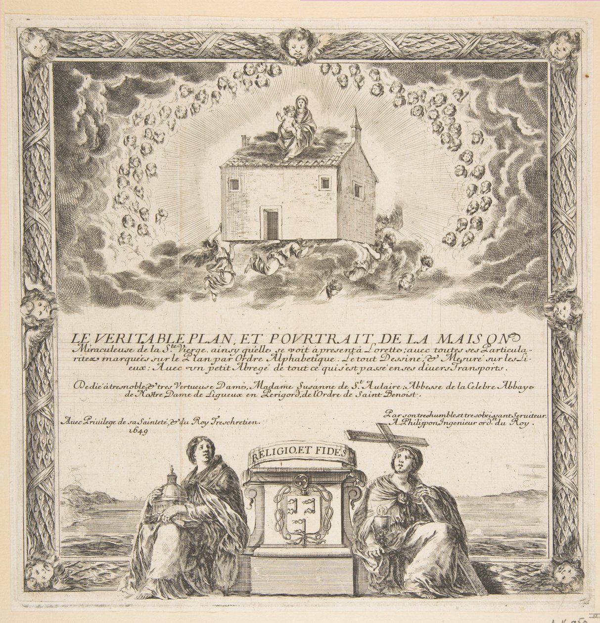 Frontispiz für Le Véritable Plan et Pourtrait de la Maison de la Ste. Vierge, 1649 von Stefano della Bella