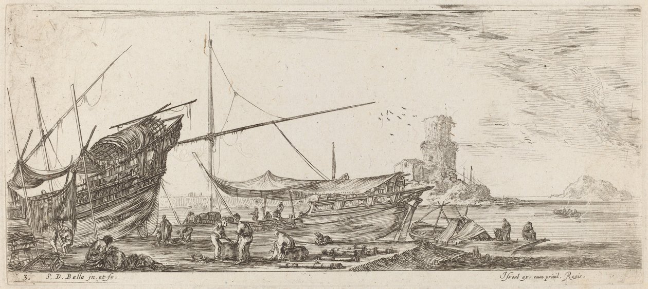 Hafenansicht, 1644 von Stefano della Bella