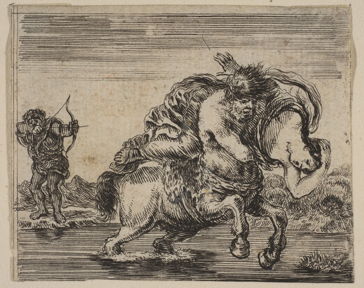 Herkules und Deianira, aus Spiel der Mythologie Jeu de la Mythologie von Stefano della Bella