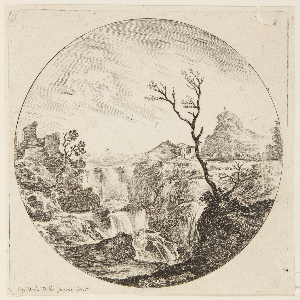 Landschaft (Landschaften und Ruinen Roms, 7) von Stefano della Bella
