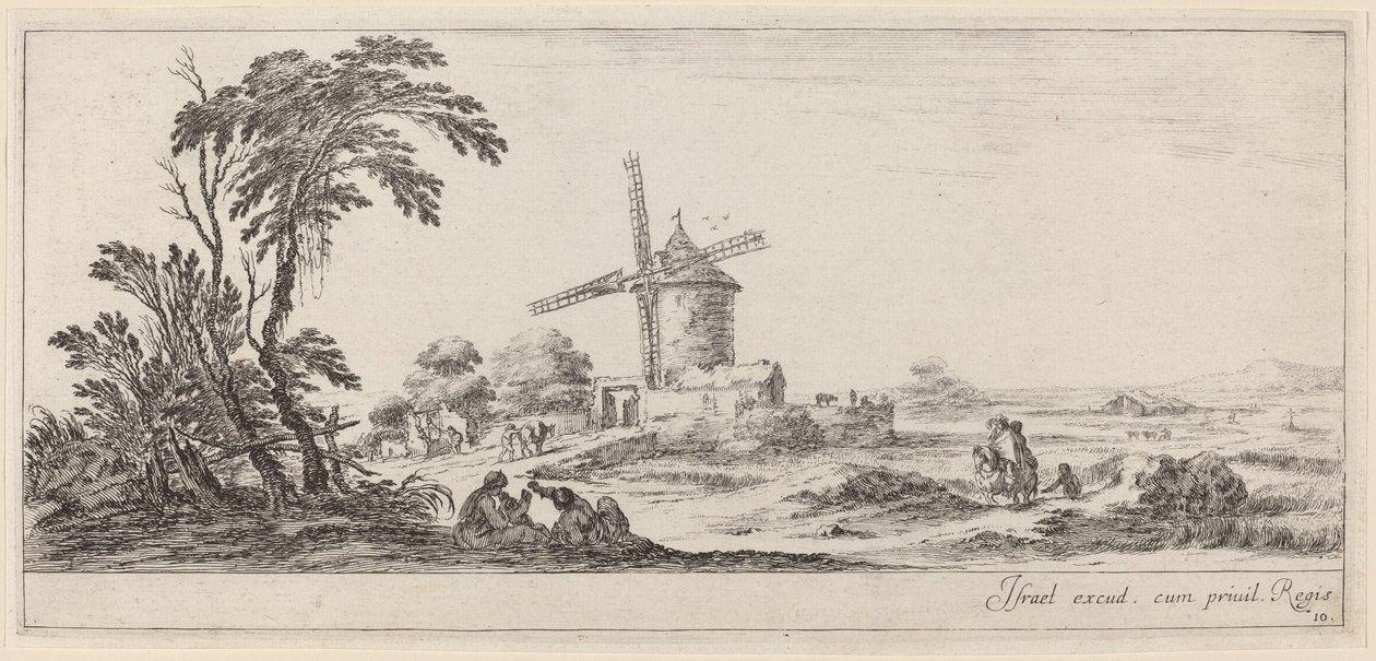 Landschaft mit Windmühle von Stefano della Bella