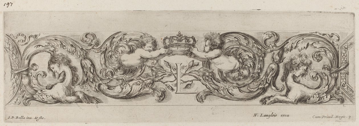 Zierfries mit Buchstabe L Louis XIV, wahrscheinlich 1648 von Stefano della Bella