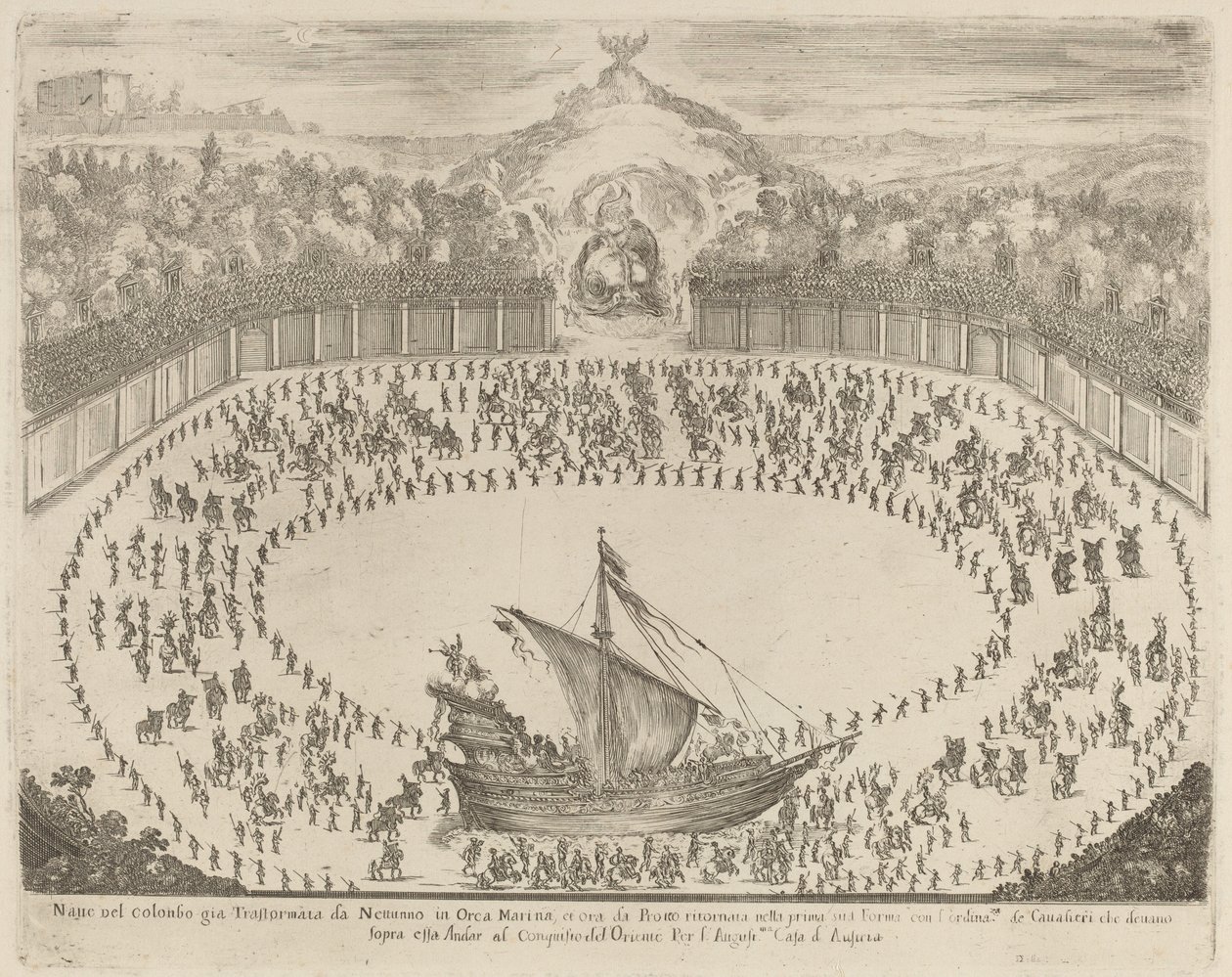 Parade mit einem Wagen in Form eines Schiffes von Stefano della Bella