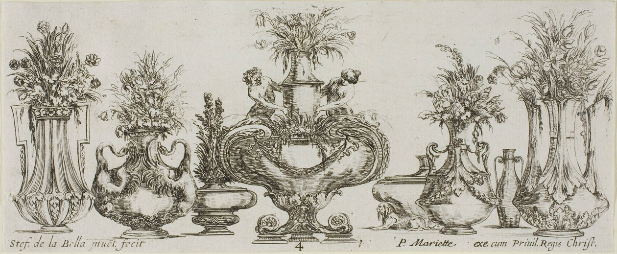Teller Vier aus der Sammlung verschiedener Vasen von Stefano della Bella