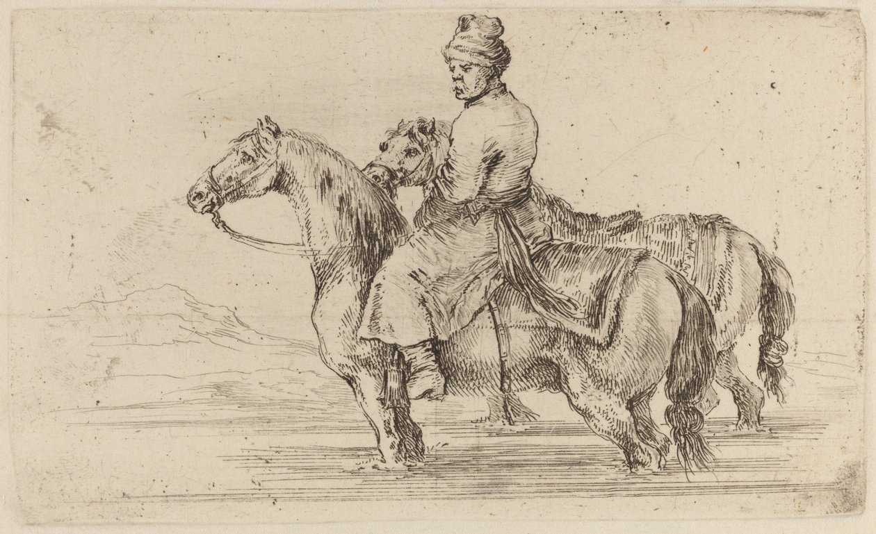 Polnischer Diener mit zwei Pferden von Stefano della Bella