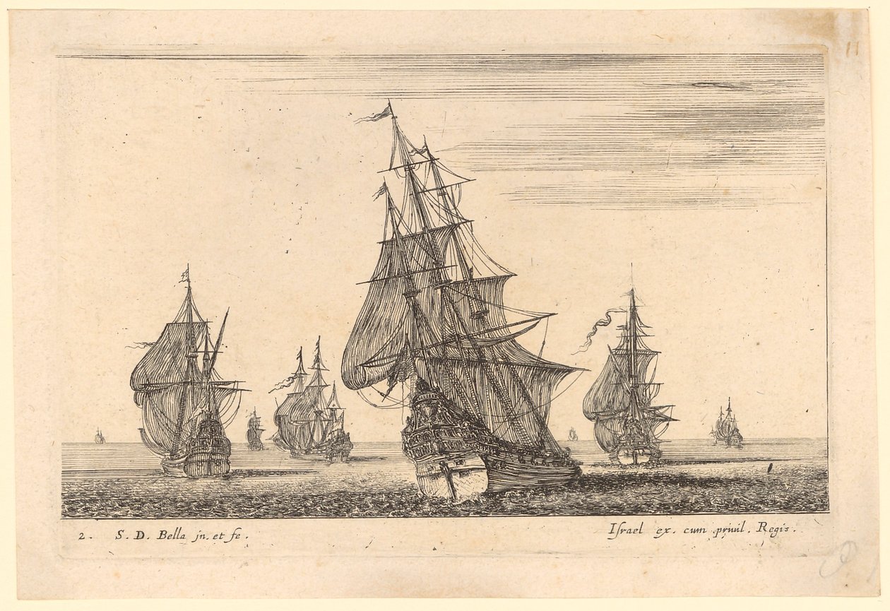 Seestück mit acht Segelschiffen von Stefano della Bella