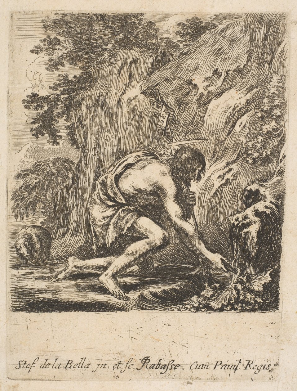 St. Johannes der Täufer schöpft Wasser aus einer Quelle, ca. 1649 von Stefano della Bella
