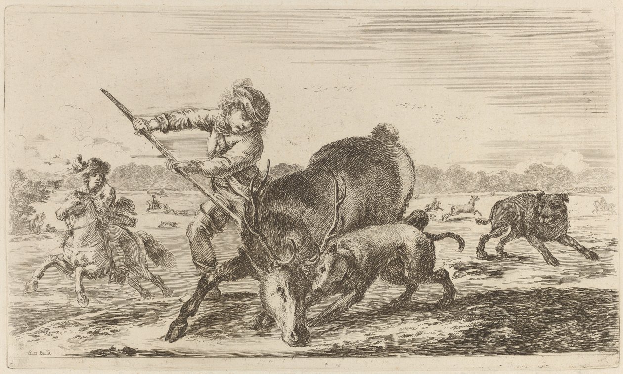Hirsch in der Enge von Stefano della Bella