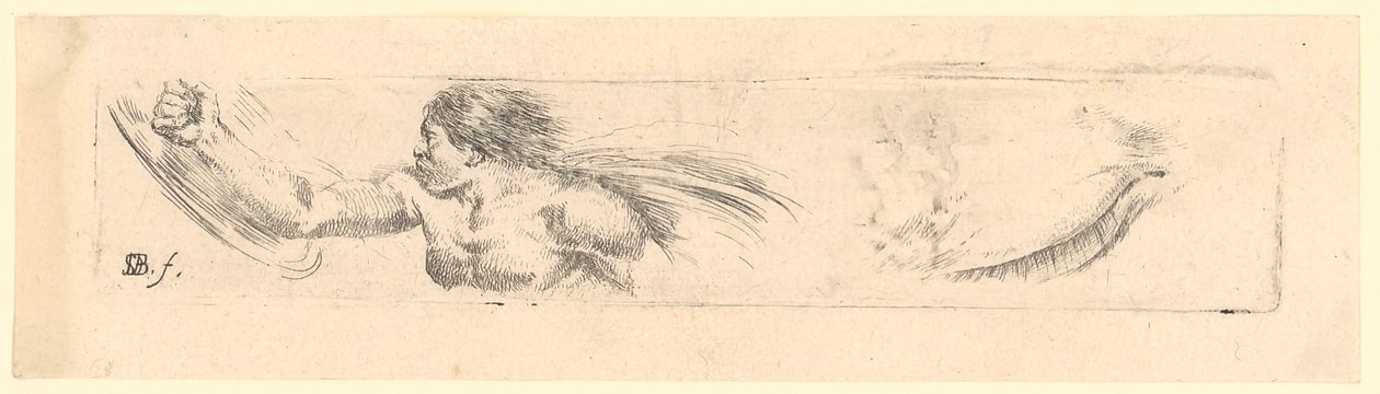Studie eines Mannes mit nacktem Oberkörper, rechts Studie eines Augenlids von Stefano della Bella