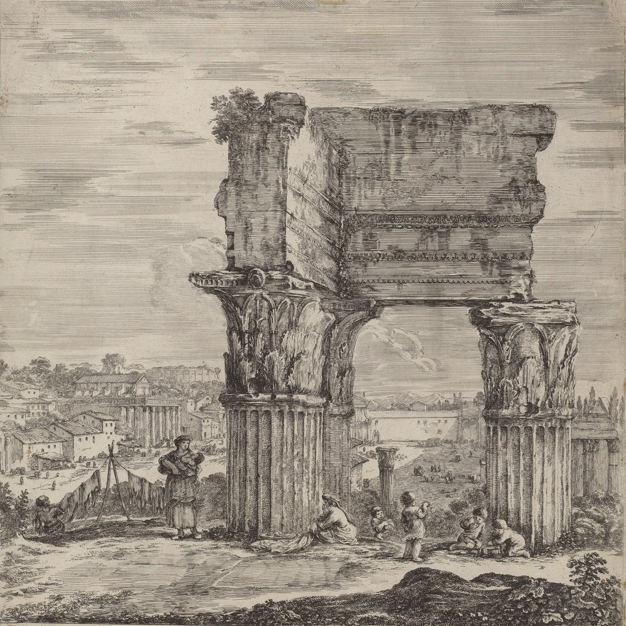 Tempel der Concordia und Forum Romanum, 1656 von Stefano della Bella