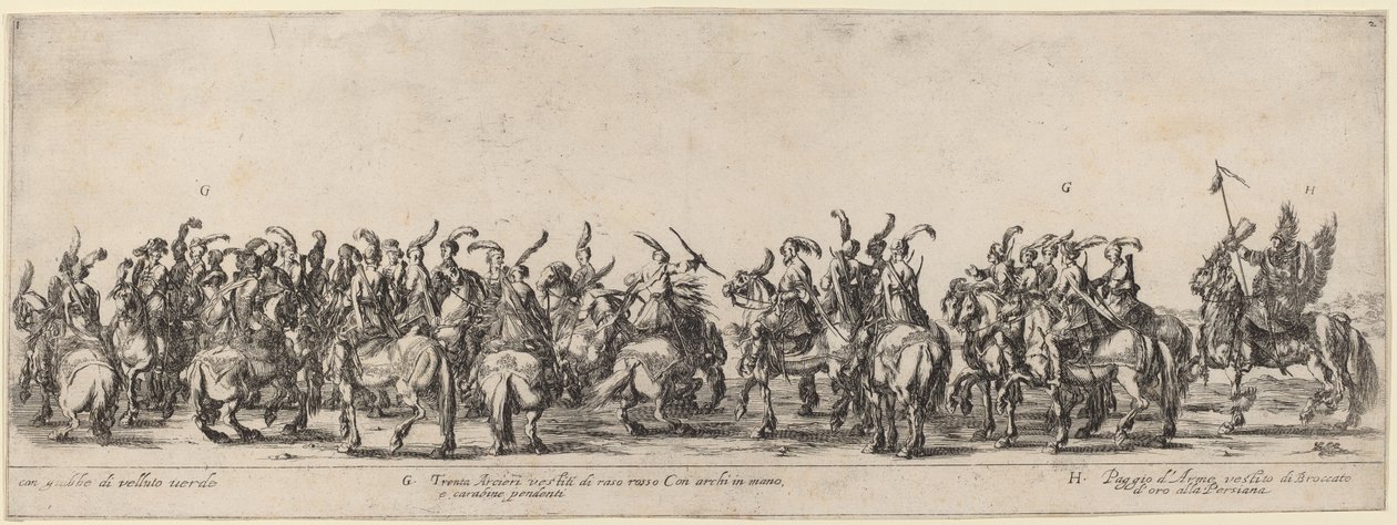Dreißig Bogenschützen und Pagen von Stefano della Bella