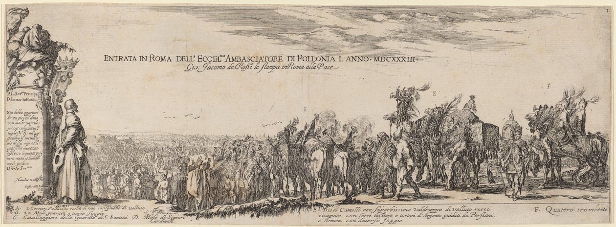 Titelseite für den Einzug in Rom Seiner Exzellenz des polnischen Botschafters, 1633 von Stefano della Bella
