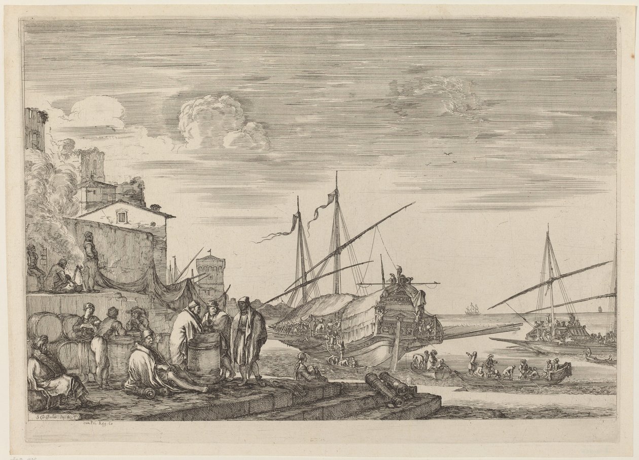 Ansicht mehrerer Häuser am Hafen von Stefano della Bella