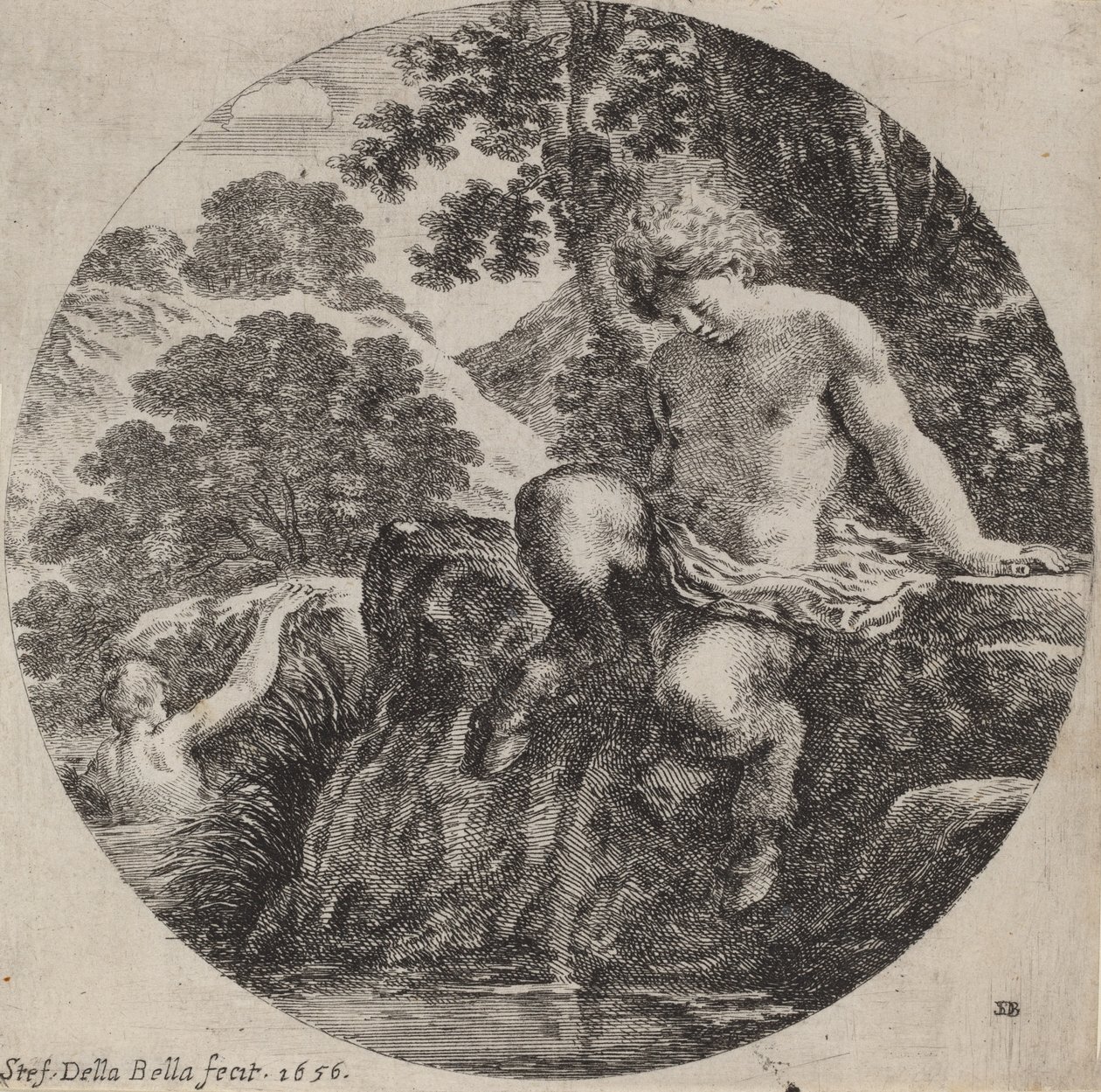 Junger Satyr am Ufer eines Baches, 1656 von Stefano della Bella