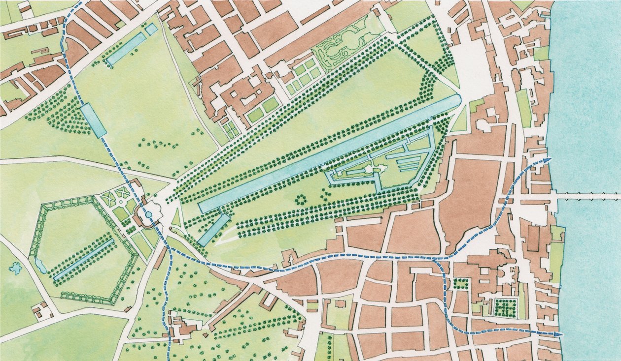 Verlauf des Flusses Tyburn, Westminster 1747 von Stephen Conlin