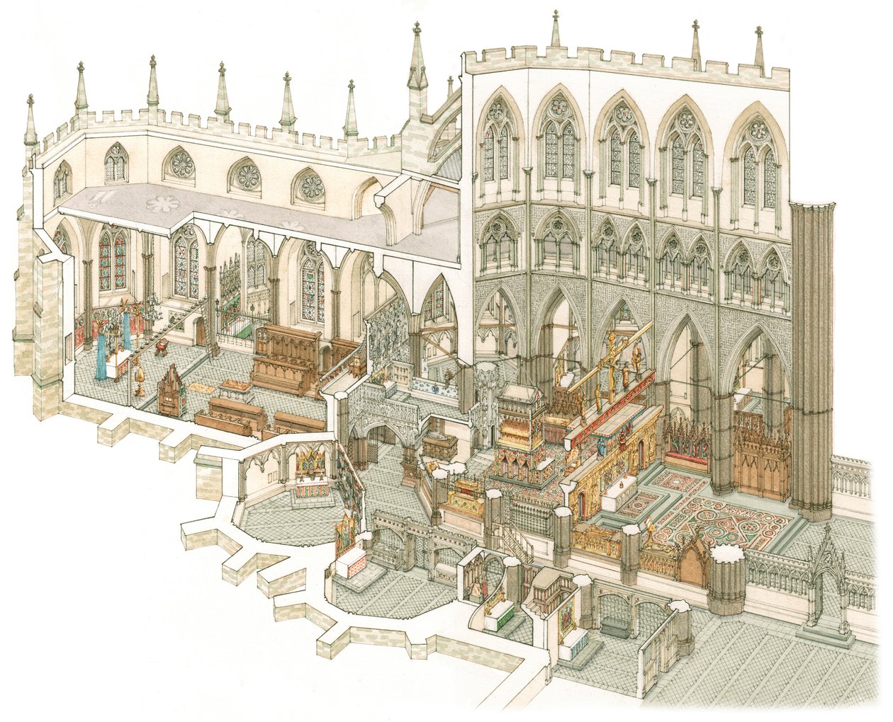 Das Ostende der Westminster Abbey kurz vor der Reformation, ca. 1500-1525 von Stephen Conlin