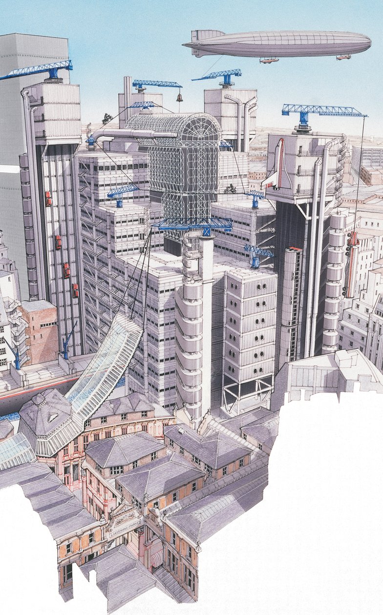 Das Lloyds-Gebäude, City of London, ca. 1987-1995 von Stephen Conlin