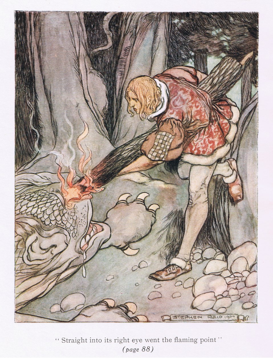 Gerade in sein rechtes Auge ging die flammende Spitze von Stephen Reid
