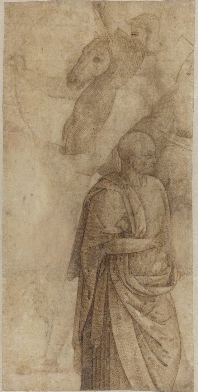 Reiter und stehender drapierter Mann, nach dem Antiken (verso) von Style of Pietro Perugino