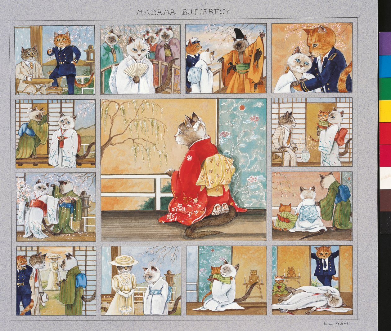 Illustration aus Cats Galore! A Compendium of Cultured Cats (veröff. 2015) von Susan Herbert