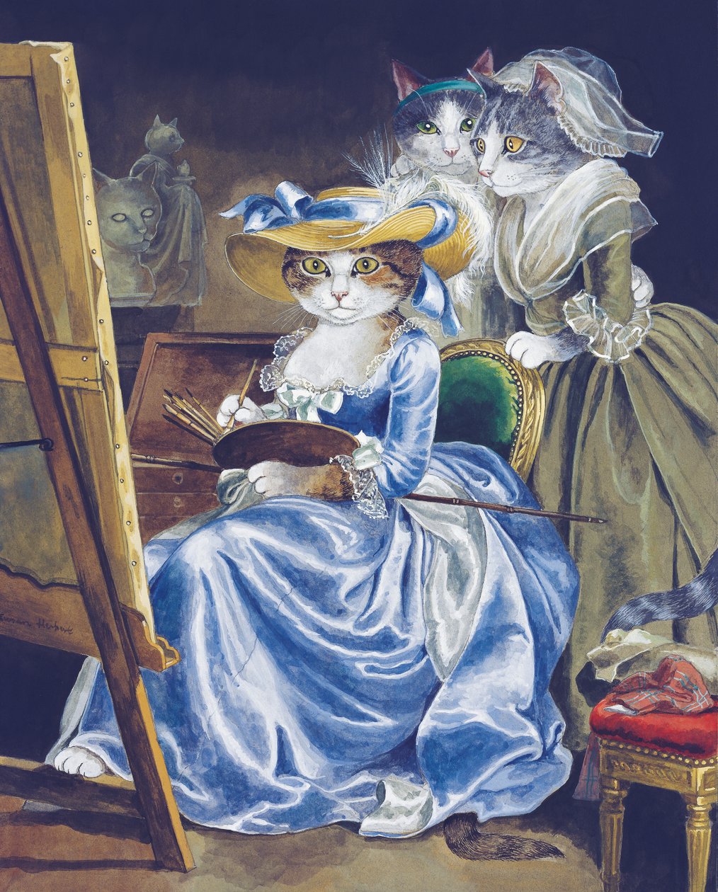 Illustration aus Cats Galore! A Compendium of Cultured Cats (veröffentlicht 2015) von Susan Herbert