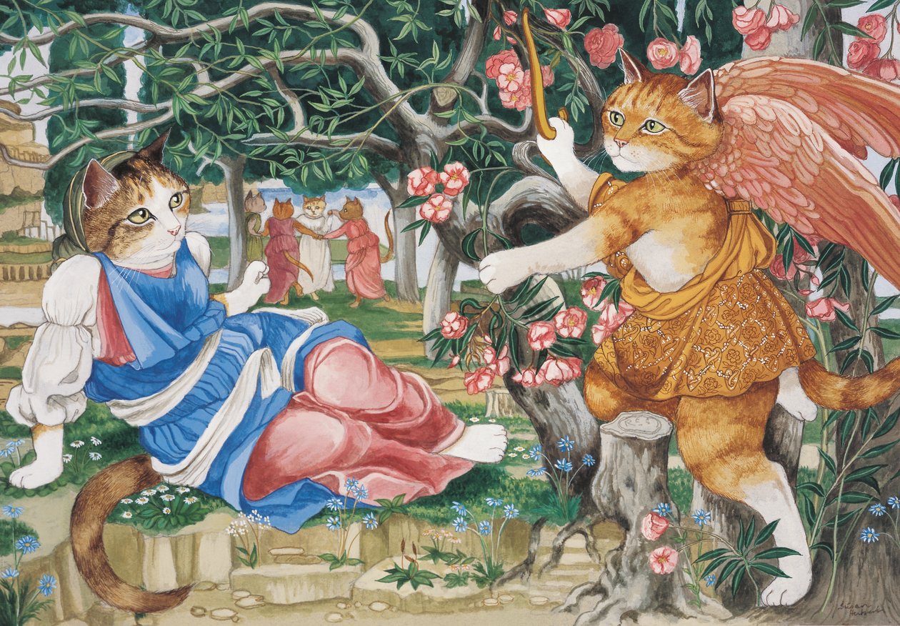 Illustration aus Cats Galore! A Compendium of Cultured Cats (veröffentlicht 2015) von Susan Herbert
