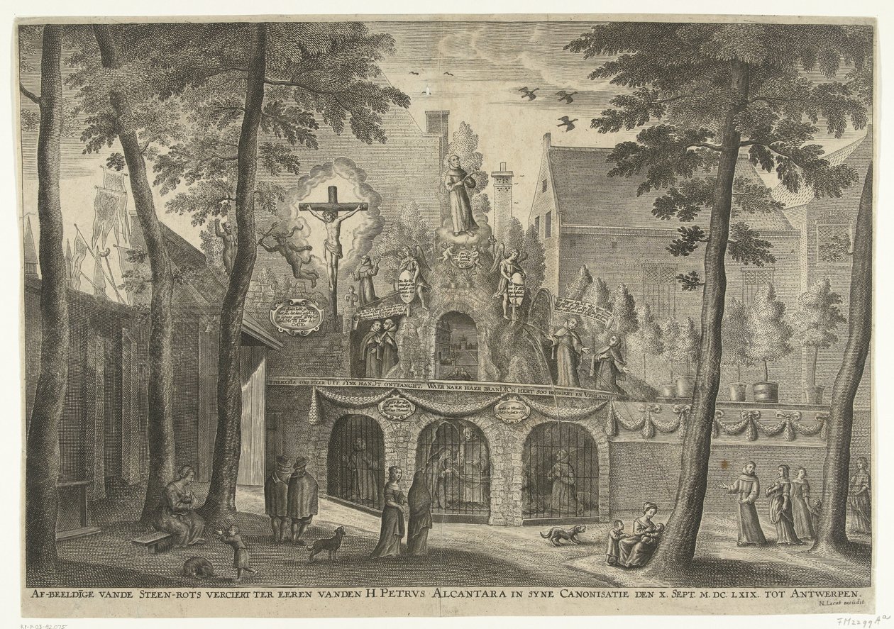 Gerüst errichtet in Antwerpen anlässlich der Heiligsprechung von Petrus von Alcantara im Jahr 1669 von Susanna Verbruggen (possibly)