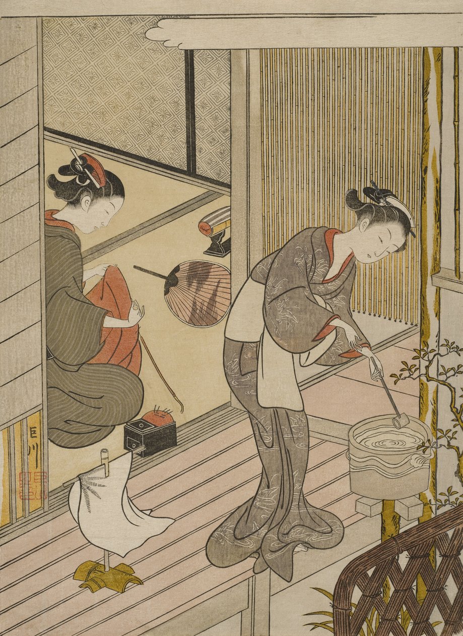 Rückkehrende Segel des Handtuchhalters von Suzuki Harunobu
