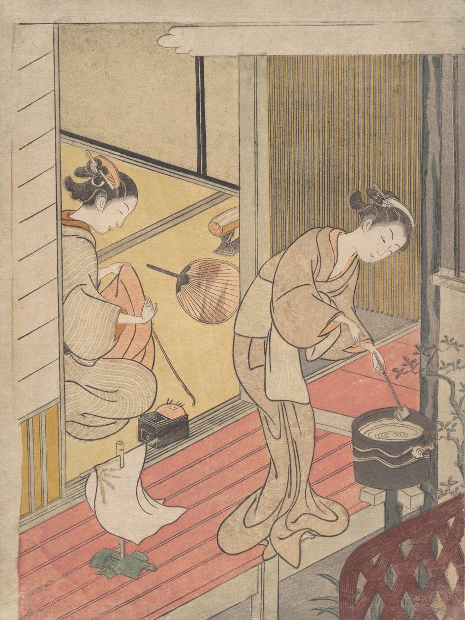 Die zurückkehrenden Segel des Handtuchhalters, ca. 1766 von Suzuki Harunobu