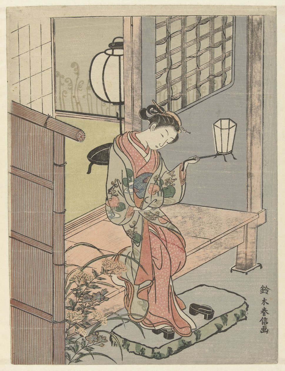 Junge Frau mit Laterne von Suzuki Harunobu