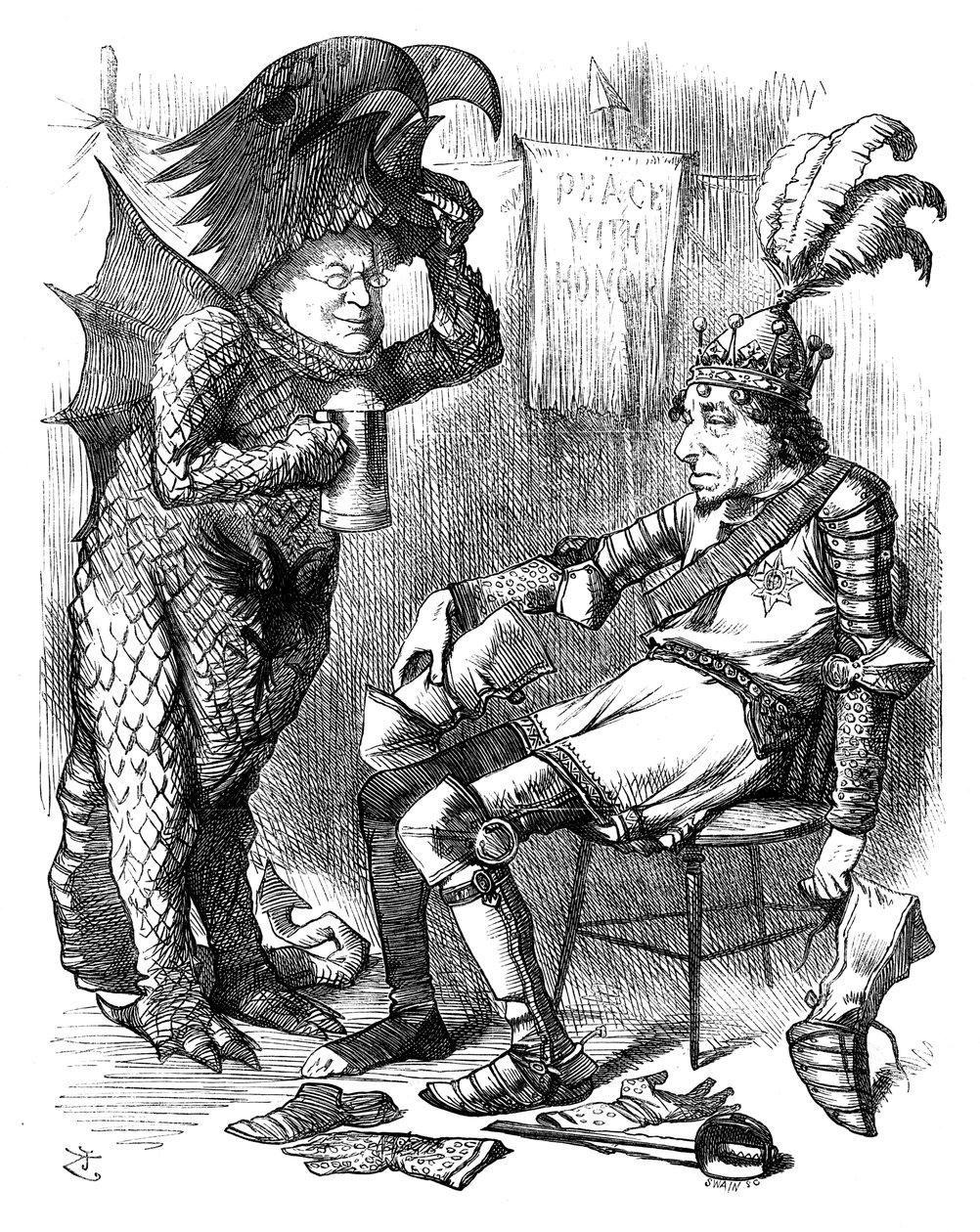 St. Georg und der Drache nach der Aufführung, 1878 von Swain