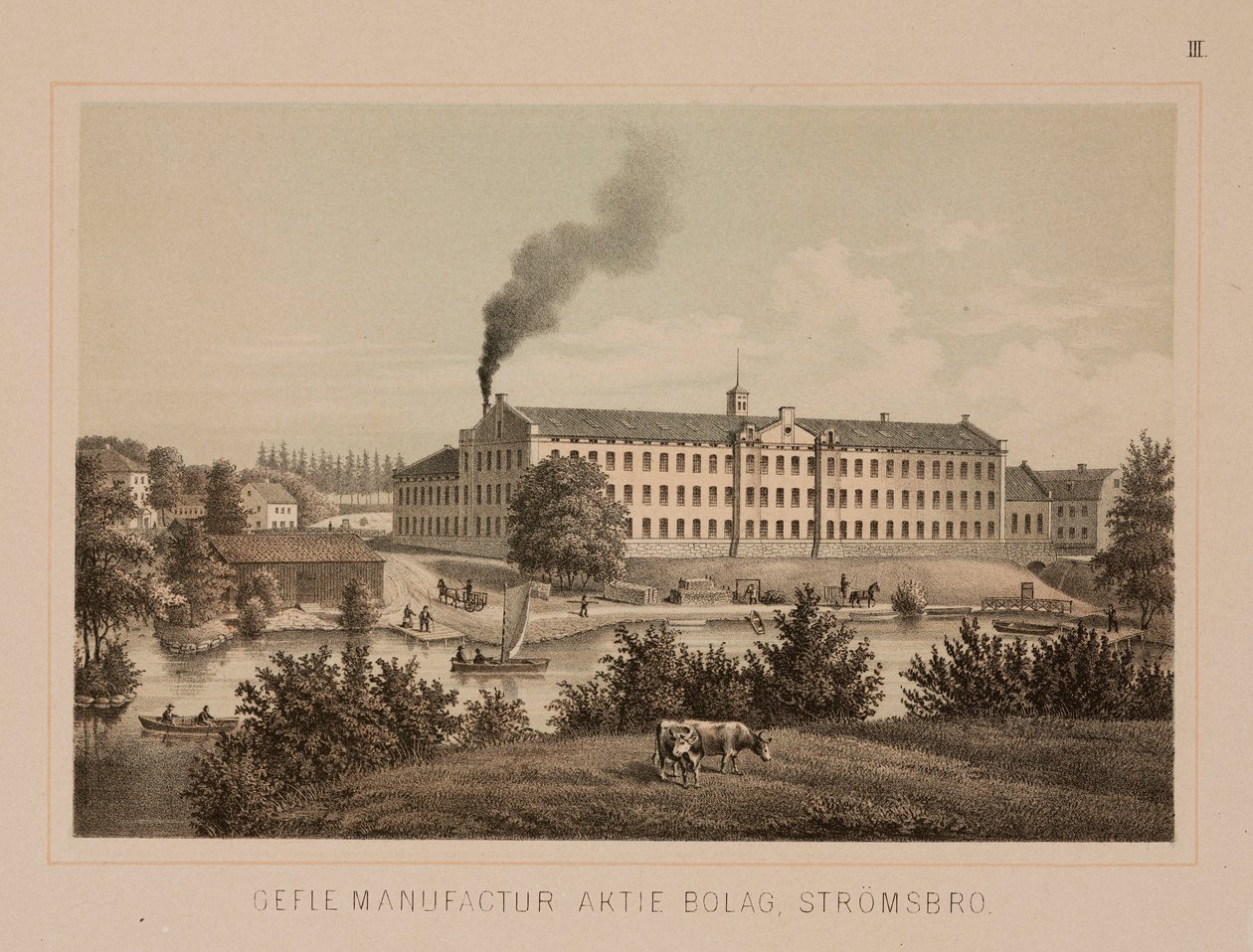 Baumwollfabrik, Stromsbro, Schweden, ca. 1840 von Swedish School