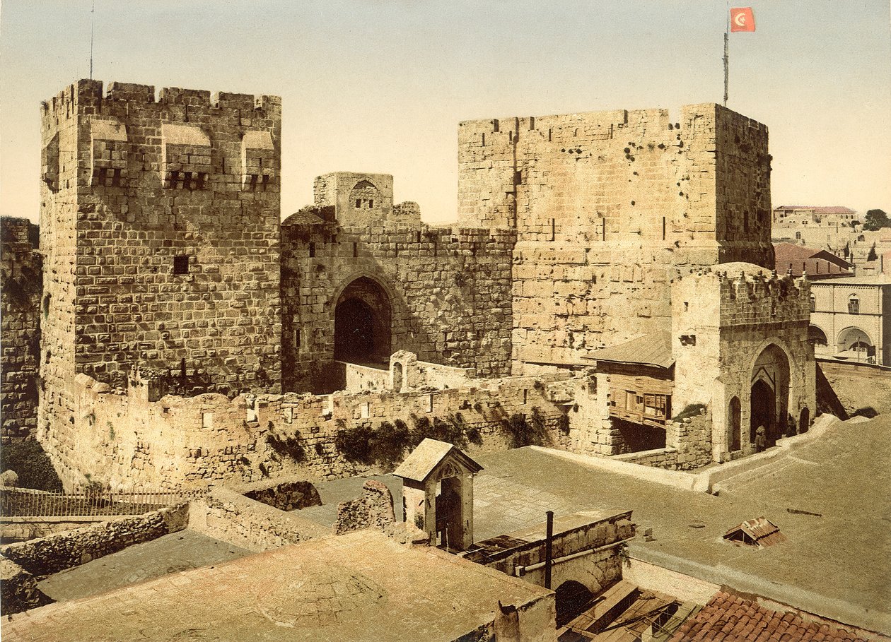 Blick auf den Eingang zur Zitadelle, Jerusalem, ca. 1880-1900 von Swiss Photographer