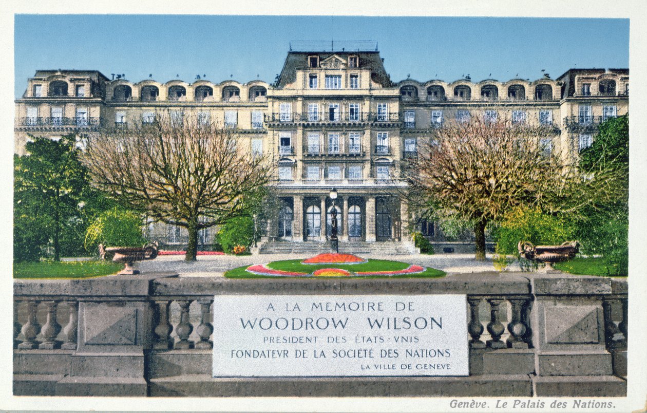 Postkarte des Palais des Nations in Genf, Postkarte um 1924 von Swiss School