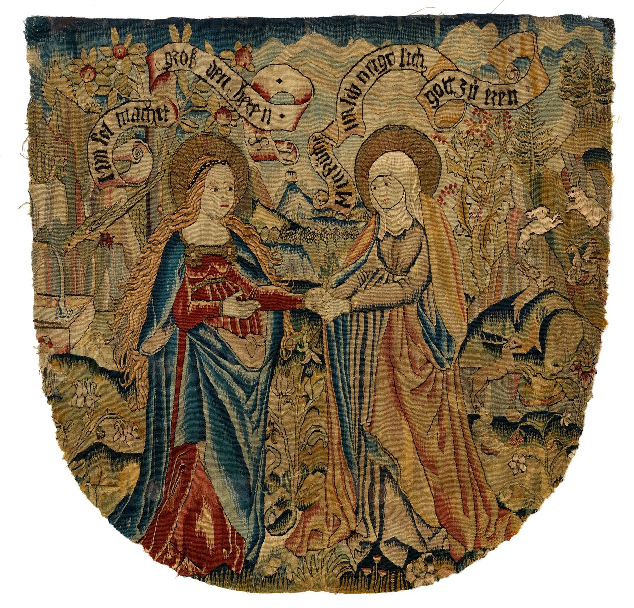 Wandteppichpaneel, Darstellung der Heimsuchung, um 1500 von Swiss School