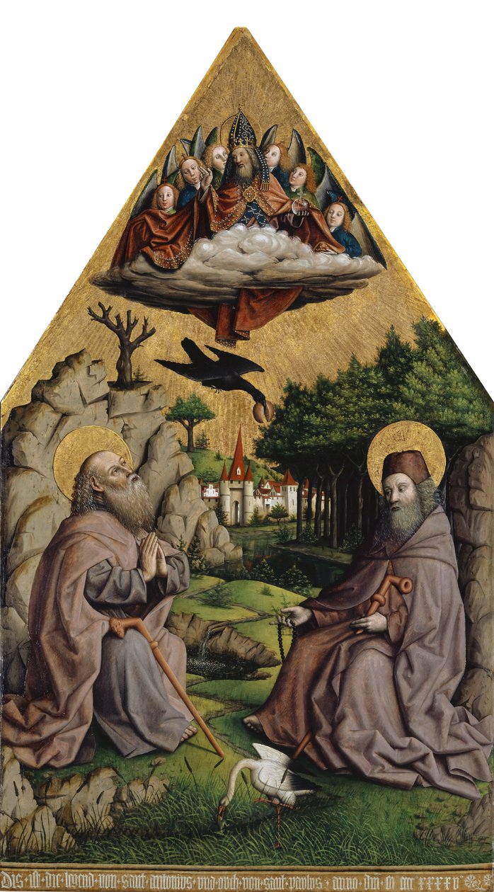 Die wunderbare Speisung des Heiligen Antonius und des Heiligen Paulus des Einsiedlers von Swiss School