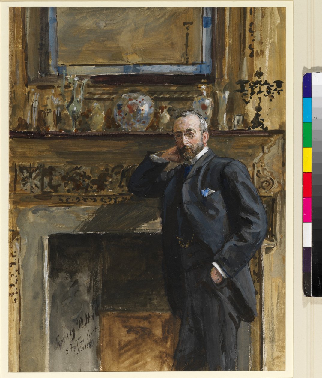 Herr in einem Innenraum bei 5 Fig Tree Court, 1890 von Sydney Prior Hall