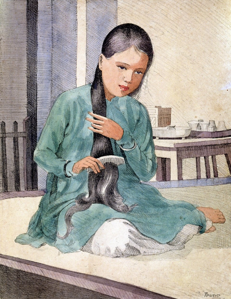 Frau bei ihrer Toilette von Tô Ng?c Vân