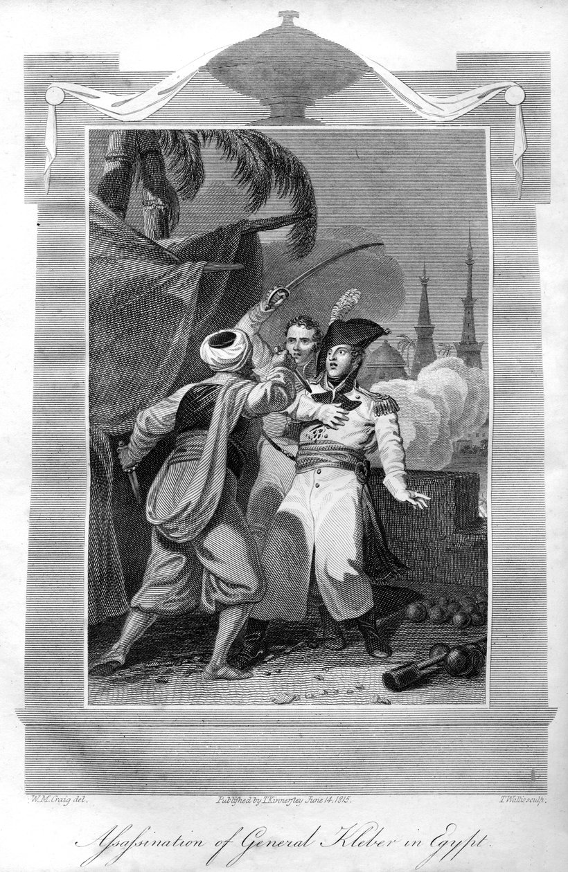 Die Ermordung von General Kléber in Ägypten, 1816 von T. Wallis