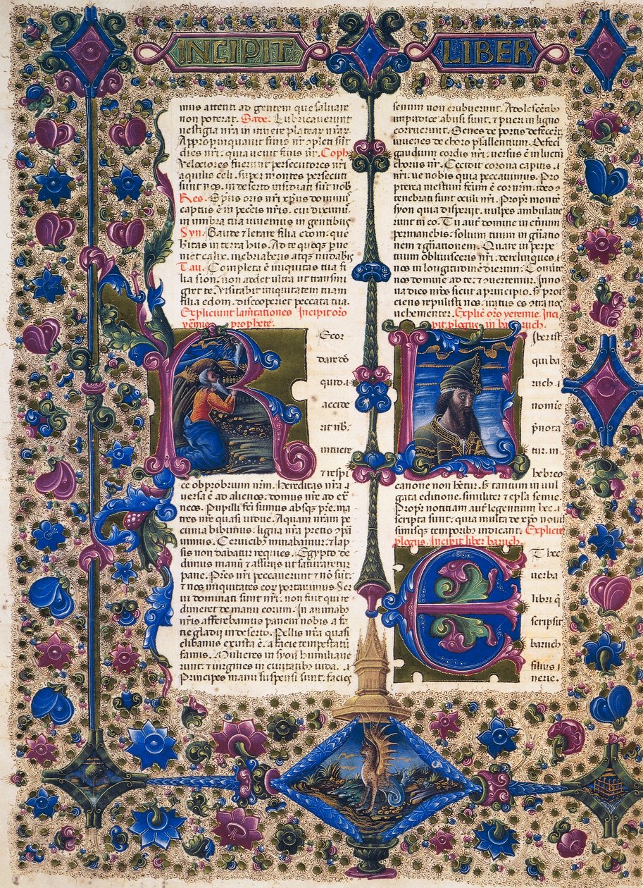 Incipit aus dem Buch des Propheten Baruch, aus Band II der Bibel von Borso d