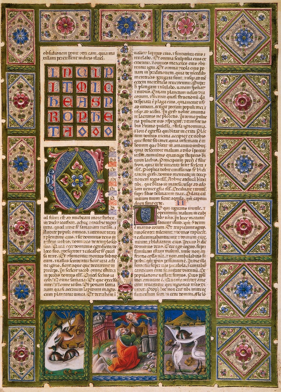 Incipit aus dem zweiten Buch der Makkabäer, aus Band II der Bibel von Borso d